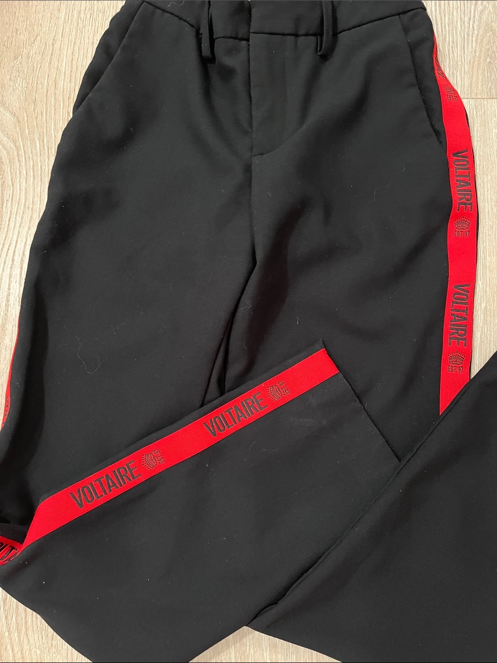 Zadig & Voltaire Black Track Pants with Red Logo Side Tape - Picture 7 of 16